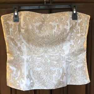 Winter white and gold embroidered bustier